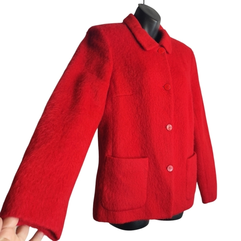 Josephine Chaus RED Fluffy Textural Wool Blend Blazer Jacket Size 8 - Picture 4 of 9